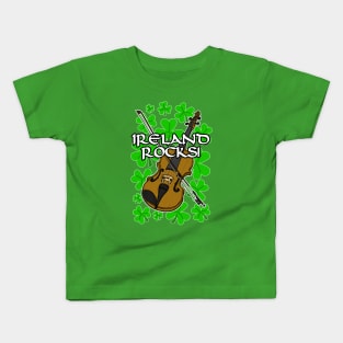 Ireland Rocks Fiddle Irish St Patrick's Day Kids T-Shirt